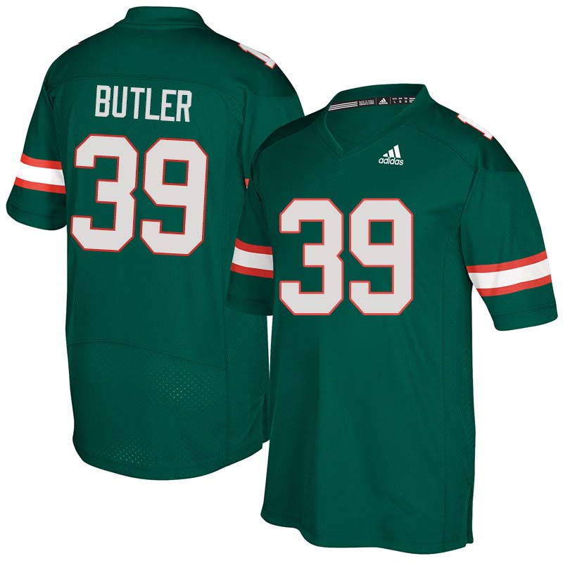 Adidas Miami Hurricanes #39 Jordan Butler College Football Jerseys Sale-Green